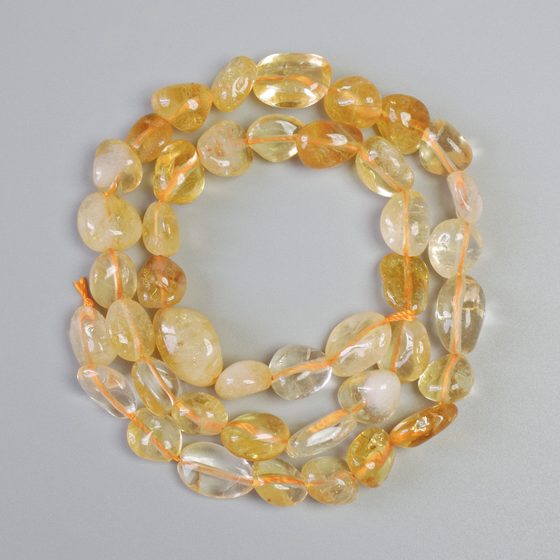 Citrine Beads natural stone tumbled, diameter 9x11mm+-, length 40cm+- on a strand