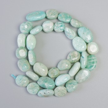 Amazonite Beads natural stone tumbled, diameter 10x12mm+-, length 38cm+- on a strand