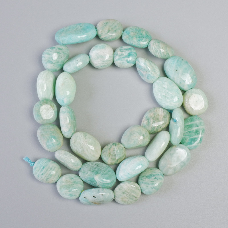 Amazonite Beads natural stone tumbled, diameter 10x12mm+-, length 38cm+- on a strand