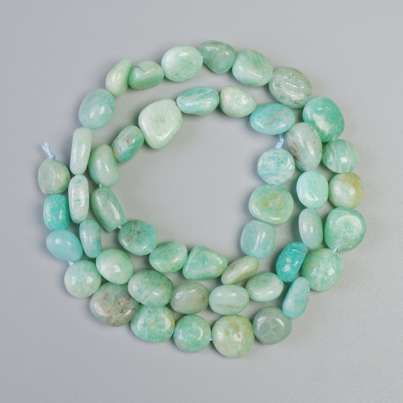 Amazonite Beads natural stone tumbled, diameter 8x9mm+-, length 43cm+- on a strand