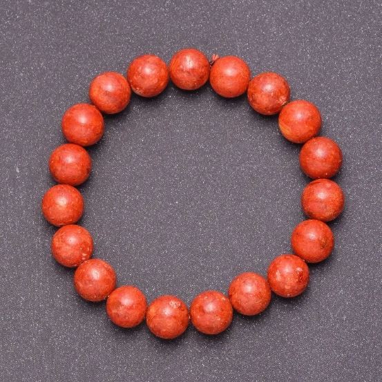 Sponge Coral Bracelet, smooth round bead, diameter 12mm+-, length 18cm (stretch)