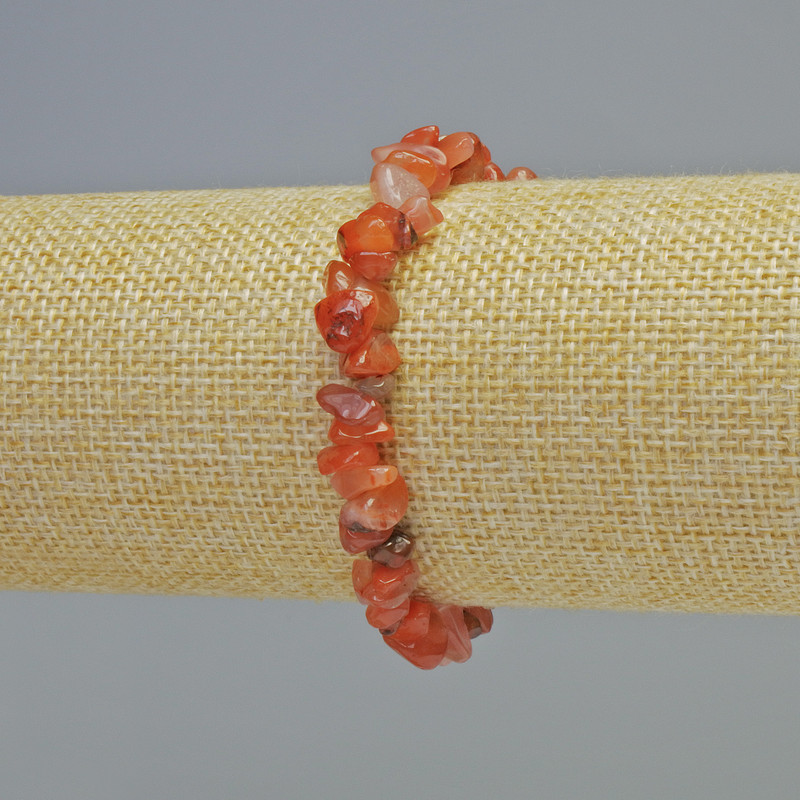 Carnelian Bracelet, natural stone chip, diameter 8x4mm+/- (stretch), length 18cm+