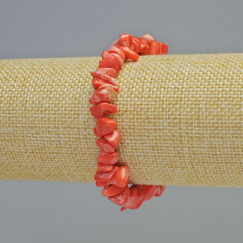 Carrot Coral Bracelet, natural chip, diameter 9x4mm+/- (stretch), length 18cm+