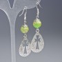 Light Green Variscite (pressed) Earrings, smooth ball, diameter 10mm, 19.5x31mm+/-, length 63mm+/- with metal inserts