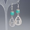 Green Variscite (pressed) Earrings, smooth ball, diameter 10mm, 19.5x31mm+/-, length 63mm+/- with metal inserts