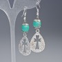 Green Variscite (pressed) Earrings, smooth ball, diameter 10mm, 19.5x31mm+/-, length 63mm+/- with metal inserts