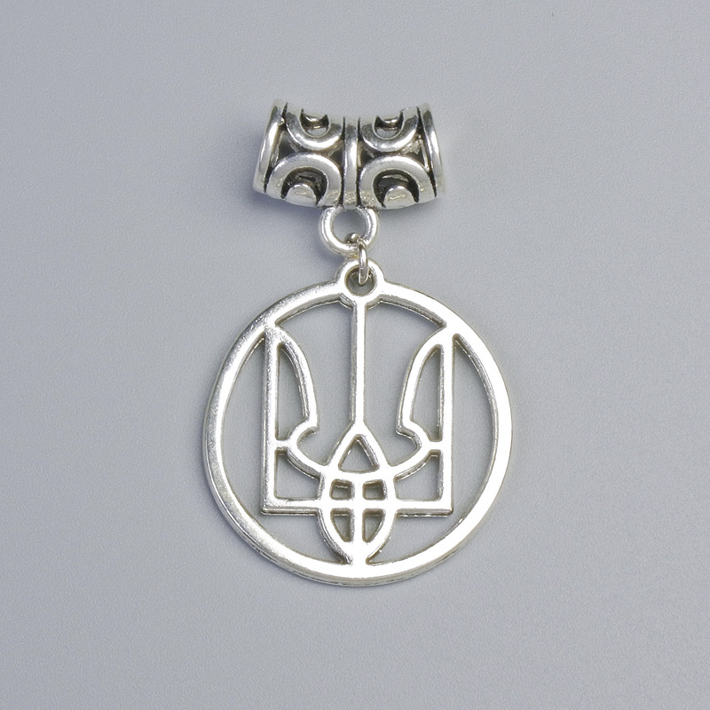 Pendant "Coat of Arms", diameter 25mm+/-, length 40mm+/- silver-tone metal
