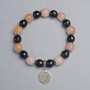 Agate and Tinted Quartz Bracelet, diameter 10.5mm, 10mm+/- (stretch), length 18cm+/- with metal inserts