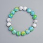 "Variscite" (Imitation Acrylic) and White Agate (Pressed) Bracelet, 10mm, 10.5mm+- diameter (stretch), 18cm+- length, with metal inserts