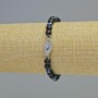 Shungite (Imitation) Bracelet, smooth round beads, 6mm+- diameter (stretch), 18cm+- length, with "Eye" inserts