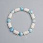 Aquamarine (Imitation) and White Agate Bracelet, 7.5x12mm, 8mm+- diameter (stretch), 18cm+- length, with metal inserts