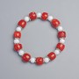 Coral and White Agate Bracelet, 10x8mm, 6.5mm+- diameter (stretch), 18cm+- length, with metal inserts