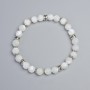 Mother-of-Pearl Bracelet, Smooth Round Beads, Diameter 7.5mm+- (Stretch), Length 18cm+- with Metal Inserts