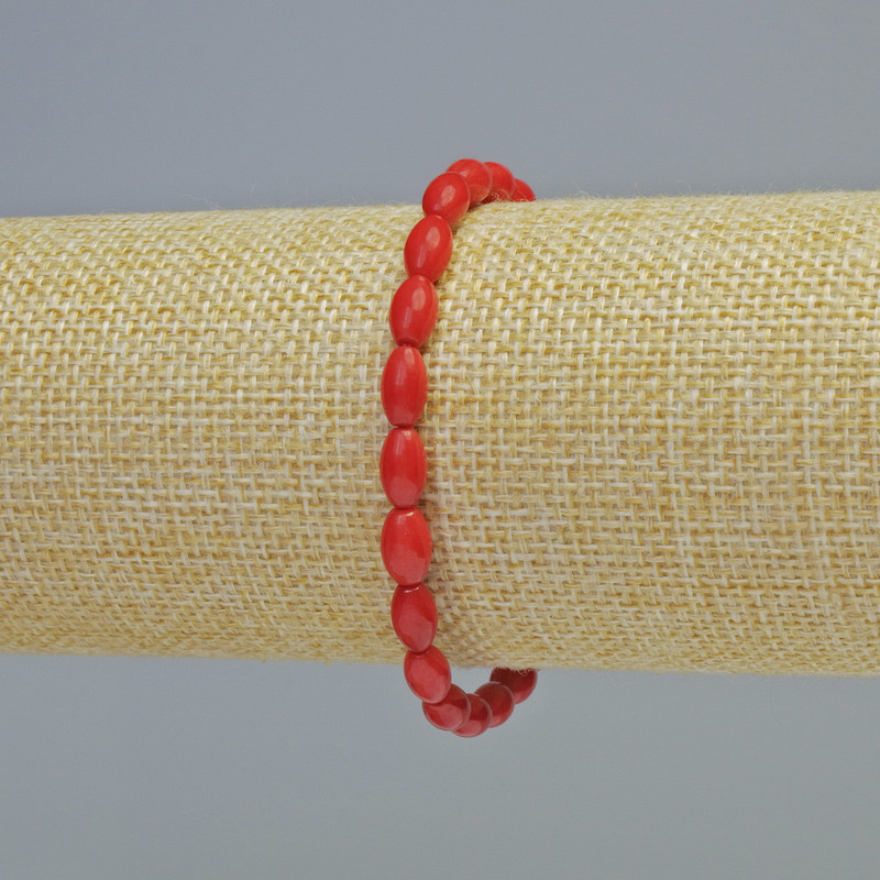 Natural Coral Bracelet, Diameter 5x8mm+- (Stretch), Length 18cm+