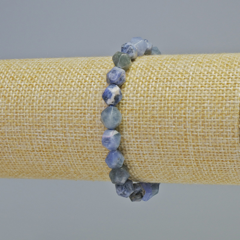 Sodalite Natural Stone Faceted Bracelet, Diameter 7x8mm+- (Stretch), Length 18cm+