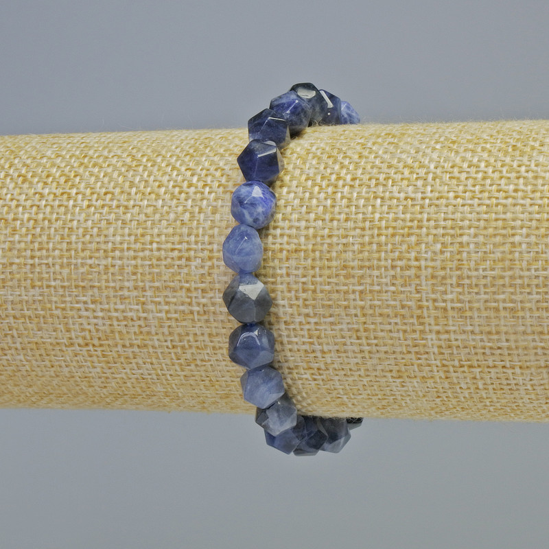 Sodalite Natural Stone Faceted Bracelet, Diameter 7x8mm+- (Stretch), Length 18cm+