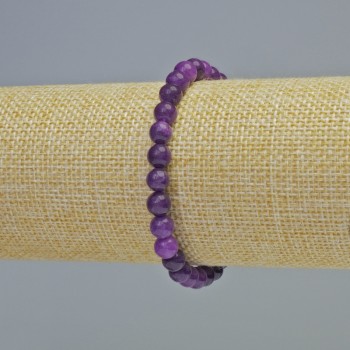Sugilite (pressed) Bracelet, smooth round beads, diameter 6mm+/- (stretch), length 18cm+