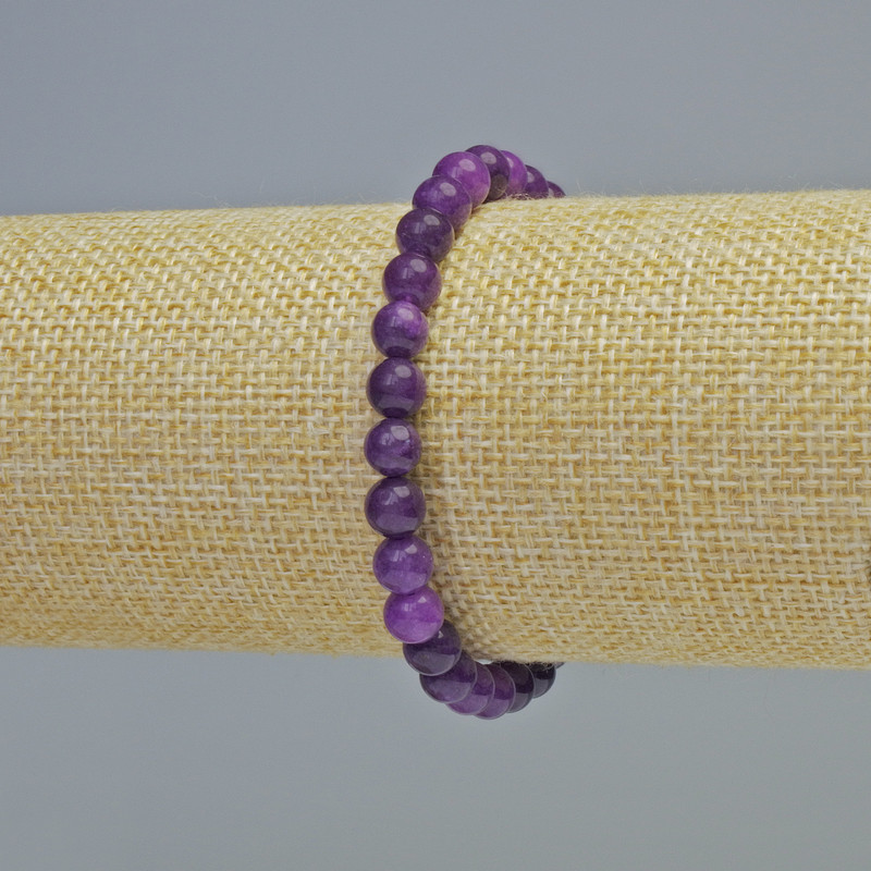 Sugilite (pressed) Bracelet, smooth round beads, diameter 6mm+/- (stretch), length 18cm+