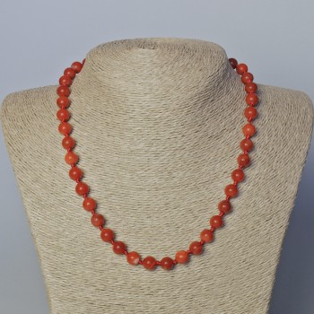Carnelian Natural Stone Necklace, smooth round bead, diameter 8mm+-, length 45-46cm+