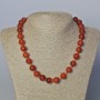 Carnelian Natural Stone Necklace, smooth round bead, diameter 12mm+-, length 45-49cm+