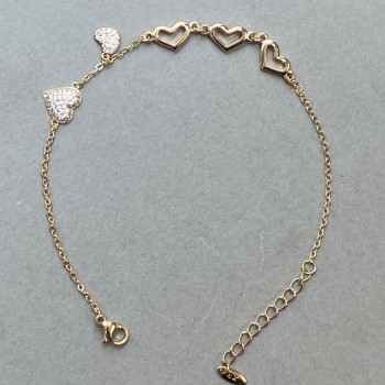 "Heart" Bracelet Xuping 18K Gold Plated, length 18x21cm+/-, thickness 1.5mm with rhinestones