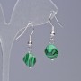 Malachite (pressed) Earrings, faceted, diameter 8.5x10mm+-, length 31mm+