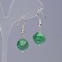 Malachite (pressed) Earrings, faceted, diameter 10x12mm+-, length 32mm+