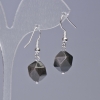 Silver Obsidian Earrings, natural stone faceted, diameter 10x12mm+-, length 32mm+