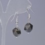 Silver Obsidian Earrings, natural stone faceted, diameter 10x12mm+-, length 32mm+