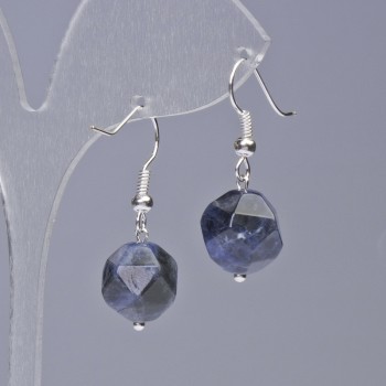 Sodalite Earrings, natural stone faceted, diameter 10.5x12mm+-, length 32mm+