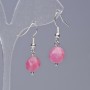 Rhodonite Earrings, natural stone faceted, diameter 9x10mm+-, length 31mm+
