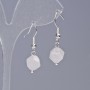 Rose Quartz Earrings, natural stone faceted, diameter 9x10mm+-, length 31mm+
