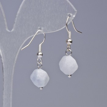 Aquamarine Earrings, natural stone, faceted, diameter 9x10mm+-, length 31mm+
