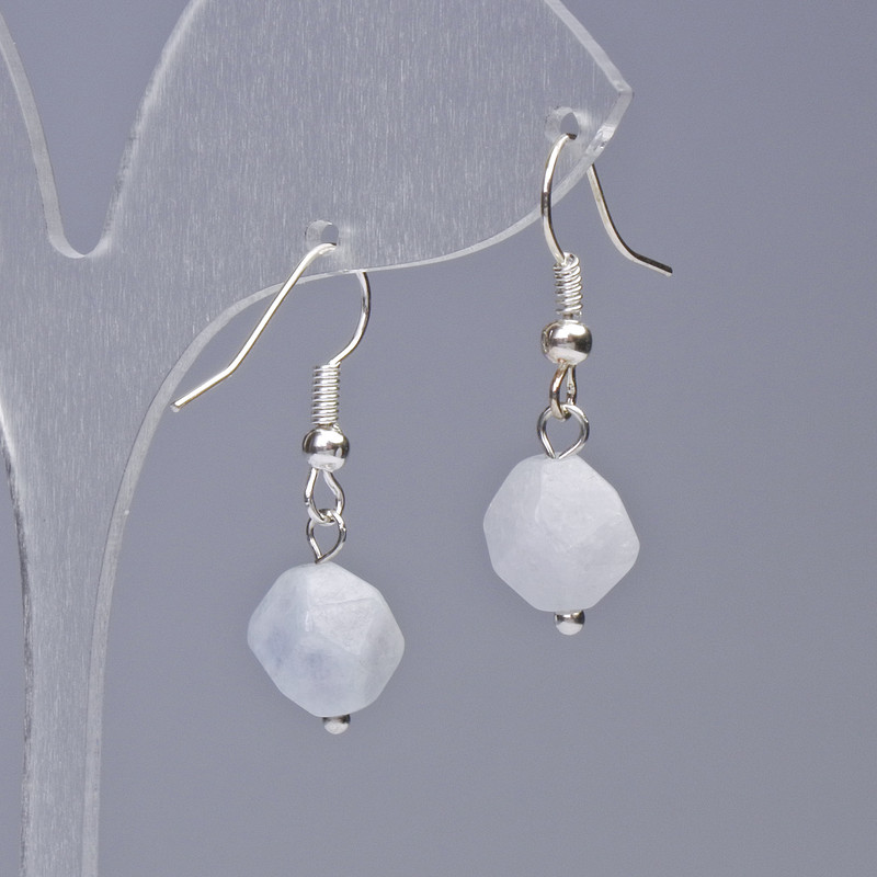 Aquamarine Earrings, natural stone, faceted, diameter 9x10mm+-, length 31mm+