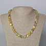 Opal Glass Necklace, yellow transparent chameleon, smooth bead, diameter 10mm+-, length 45-47cm+