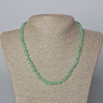 Jade Necklace, natural stone, smooth bead, diameter 6mm+-, length 45-47cm+