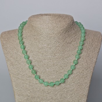 Jade Necklace, natural stone, smooth bead, diameter 8.5mm+-, length 45-47cm+