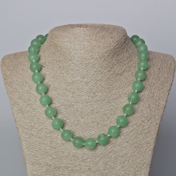 Jade Necklace, natural stone, smooth bead, diameter 12mm+-, length 45-48cm+