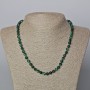 Green Cat's Eye Necklace, natural stone, smooth bead, diameter 6.5mm+-, length 45-49cm+