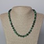 Green Cat's Eye Necklace, natural stone, smooth bead, diameter 8.5mm+-, length 45-48cm+