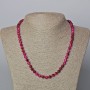 Raspberry Cat's Eye Necklace, natural stone, smooth bead, diameter 6.5mm+-, length 45-49cm+