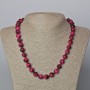 Raspberry Cat's Eye Necklace, natural stone, smooth bead, diameter 10.5mm+-, length 45-49cm+