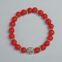 Coral (pressed) Bracelet smooth bead, diameter 8mm+- (stretch), length 18cm+- with metal inserts
