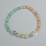 Tinted Quartz and Amazonite Bracelet smooth bead, diameter 6mm, 8mm+- (stretch), length 18cm+- with metal inserts