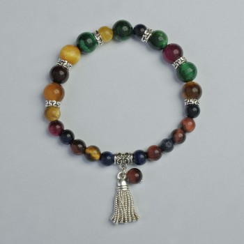 Assorted Cat's Eye Bracelet, diameter 6mm, 8mm+- (stretch), length 18cm+- with metal inserts