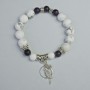 Purple Cat's Eye and Cacholong Bracelet, diameter 10.5mm, 8mm+- (stretch), length 18cm+- with metal inserts