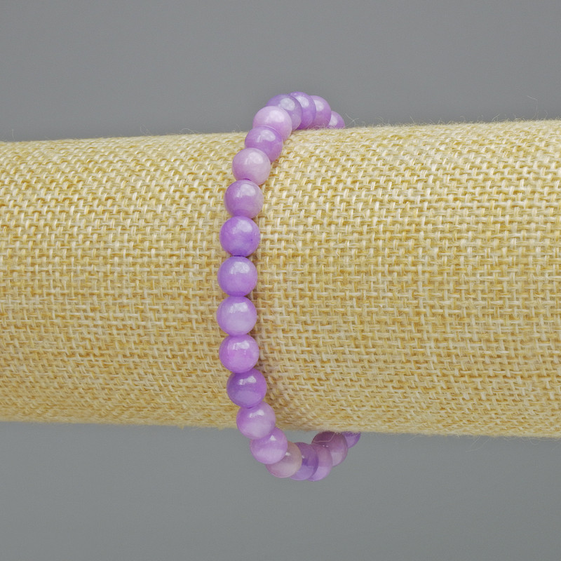 Amethyst Bracelet (Acrylic), Smooth Round Beads, Diameter 6.5mm+- (Stretch), Length 18cm+