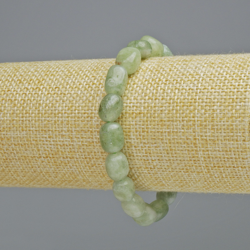 Jadeite Bracelet, Natural Stone Tumbled, Diameter 7x11mm+- (Stretch), Length 18cm+