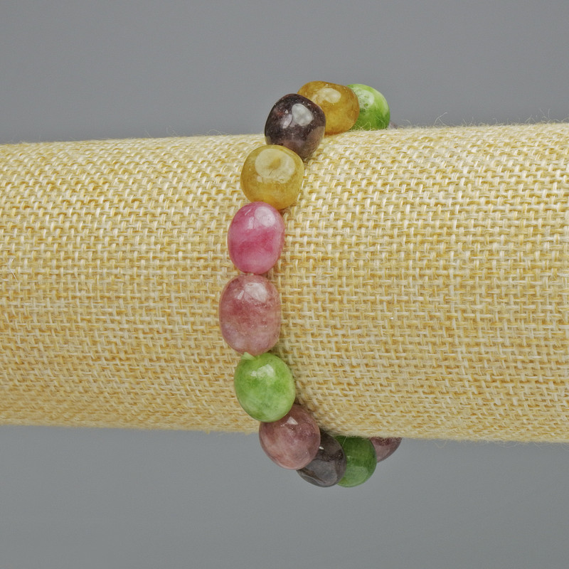 Assorted Stone Bracelet, Natural Stone Tumbled, Diameter 10x12mm+- (Stretch), Length 18cm+