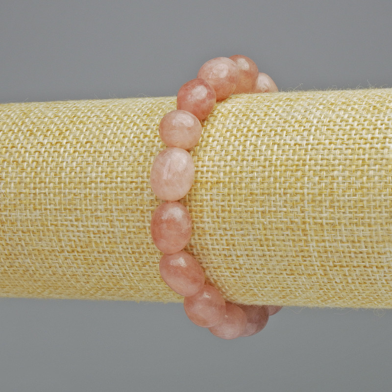 Strawberry Quartz Bracelet, Natural Stone Tumbled, Diameter 9x12mm+- (Stretch), Length 18cm+